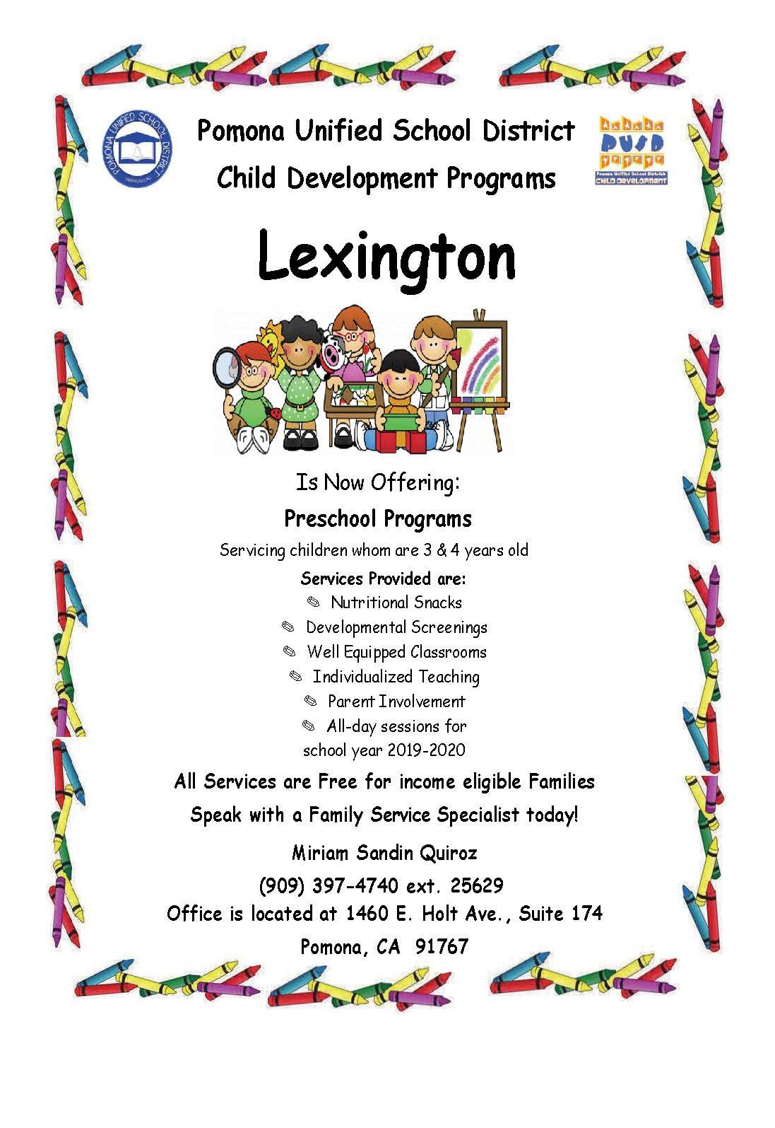 Lexington offering Preschool Programs